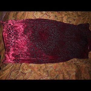 Red and black velvet midi dress